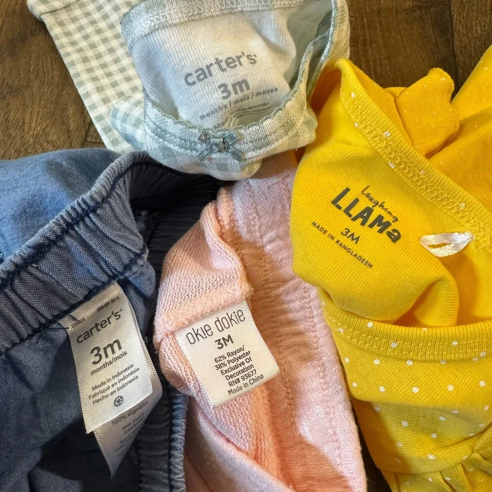 Baby Girl 3 Months Summer Clothes Denim Pink Shorts Bodysuit Shirts Outfits Lot